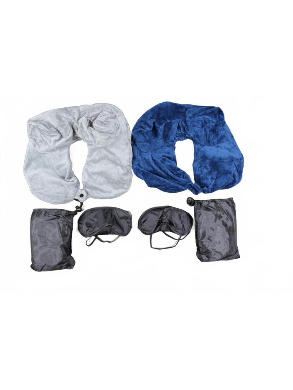 Travel Neck Pillow Set of 2 Gray & Blue Comfort Combo